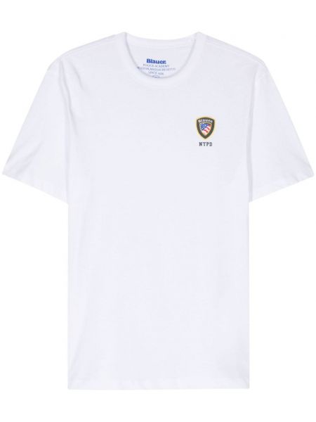 Kokvilnas t-krekls ar apdruku Blauer balts