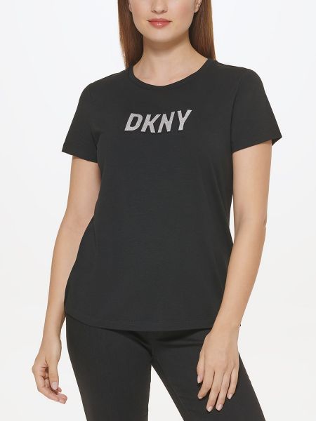 Camiseta manga corta de cuello redondo Dkny negro