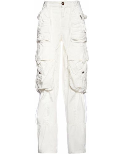 Bavlnené cargo nohavice s nízkym pásom Dsquared2 biela