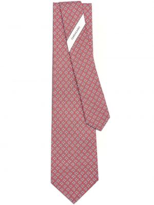 Jedwabny krawat z nadrukiem Ferragamo czerwony