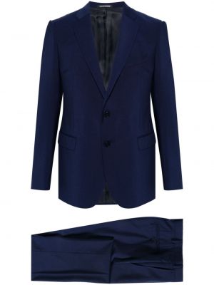 Volnena ukrojena obleka Emporio Armani modra