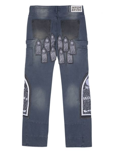 Proste jeansy z przetarciami Who Decides War niebieskie