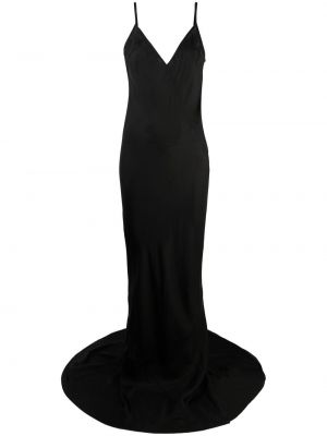 Сатенена вечерна рокля с v-образно деколте Rick Owens черно