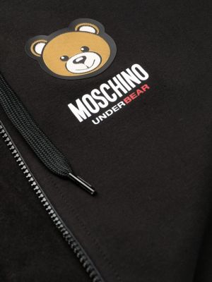 Mikina s kapucí na zip Moschino černá