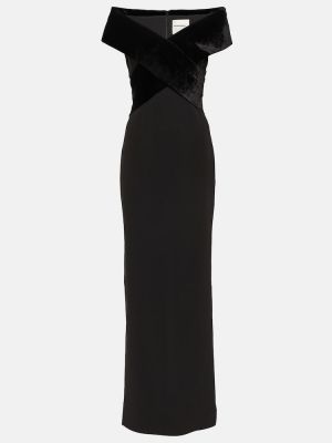 Sametové dlouhé šaty Roland Mouret černé