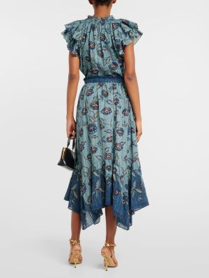 Asymetrické bavlněné midi sukně Ulla Johnson modré