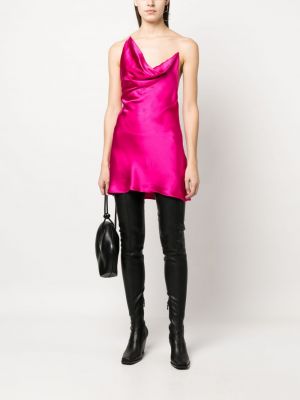 Drapované hedvábné koktejlové šaty Y/project růžové