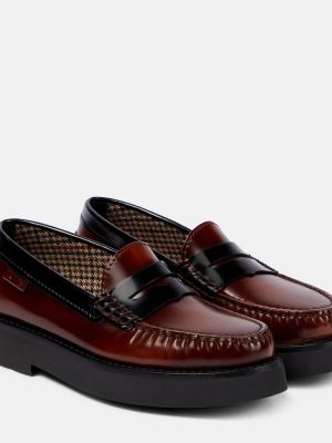 Pantofi loafer din piele cu platformă Tod's roșu