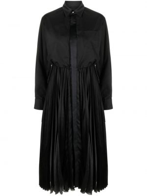 Плисирана миди рокля Sacai черно