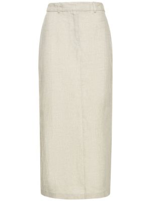 Falda midi de lino Reformation beige
