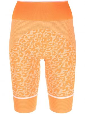 Leopardí cyklistické šortky s potiskem Adidas By Stella Mccartney oranžové