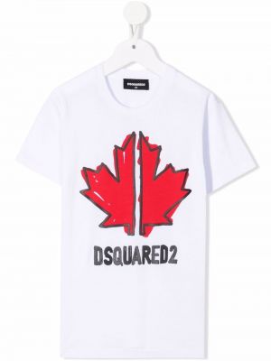 Trykt bomull t-skjorte for jenter Dsquared2 Kids hvit