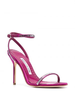 Sandale mit kristallen Manolo Blahnik pink