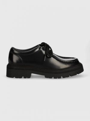 Pantofi oxford din piele cu platformă din dantelă Garment Project negru