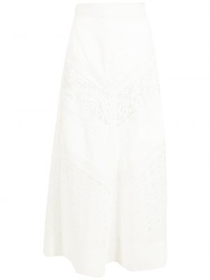 Viskózové sukně s vysokým pasem na zip Martha Medeiros - bílá
