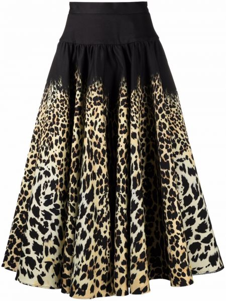 Falda larga leopardo Roberto Cavalli negro
