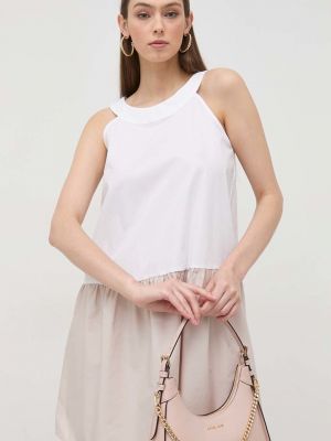 Bavlněné mini šaty Armani Exchange béžové