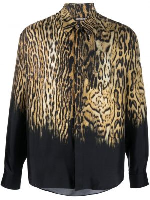 Leopard trykt silke skjorte Roberto Cavalli