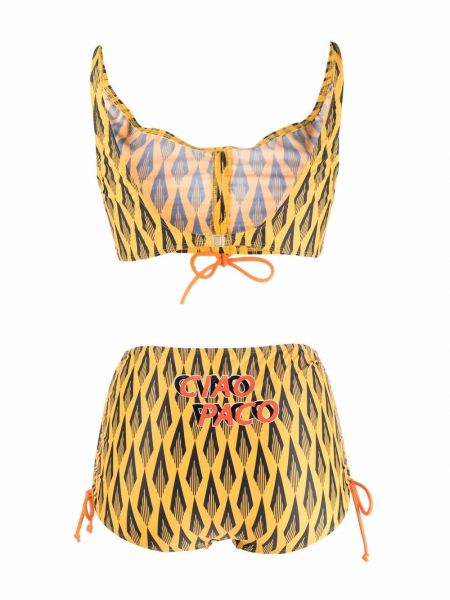Bikini con estampado con estampado geométrico Paco Rabanne amarillo