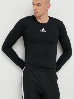 Majica dugih rukava jednobojna sa dugačkim rukavima Adidas Performance crna