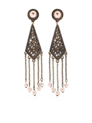 Brązowe kolczyki z perełkami Christian Dior