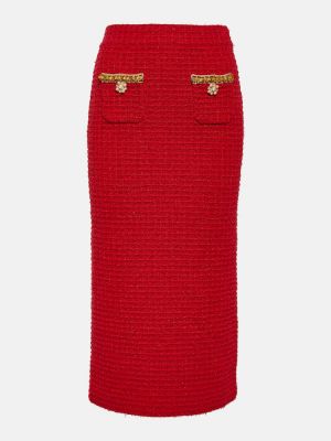 Pletena midi suknja Self-portrait crvena
