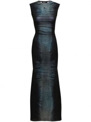 Rochie lunga fără mâneci cu imagine Misbhv albastru