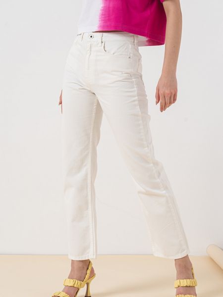 Прямые джинсы с высокой талией Karl Lagerfeld белые