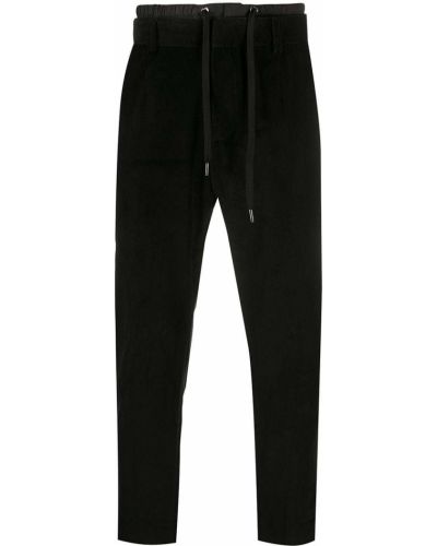 Pantalones rectos con cordones slim fit Dolce & Gabbana negro