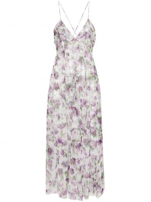 Midi haljina s cvjetnim printom s printom s v-izrezom Philosophy Di Lorenzo Serafini bijela