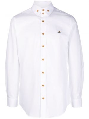 Βαμβακερό πουκάμισο με κέντημα Vivienne Westwood λευκό