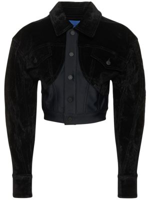 Zamatová džínsová bunda Mugler čierna
