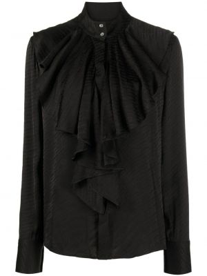 Žakárová košeľa s volánmi Karl Lagerfeld čierna