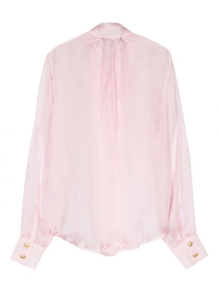 Hedvábná košile s mašlí Hebe Studio růžová