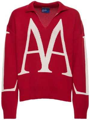 Жакардов пуловер Lifted Anchors червено