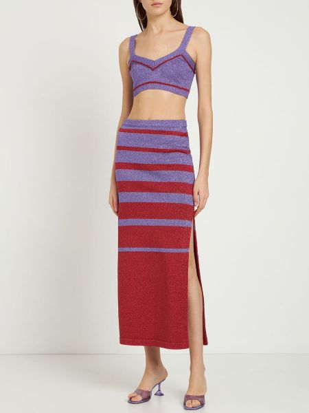 Pruhovaná dlhá sukňa Paco Rabanne fialová