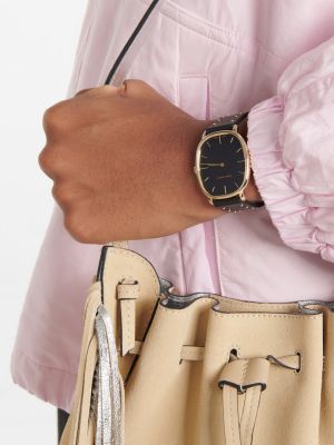 Kožené hodinky z nehrdzavejúcej ocele Isabel Marant čierna