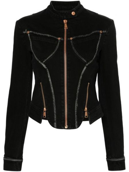 Veste longue fermeture éclair Versace Jeans Couture noir