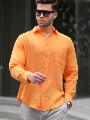 Muslino relaxed fit marškiniai Madmext oranžinė