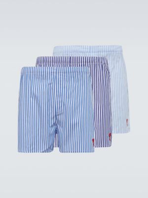 Shorts mit stickerei aus baumwoll Ami Paris blau