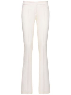 Krepové vlnené rovné nohavice s nízkym pásom Blumarine biela