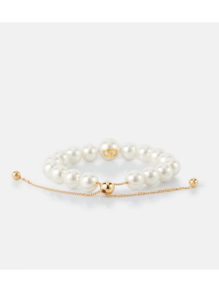 Bracelet manchette avec perles Valentino doré