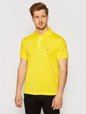 Тениска slim с копчета slim Tommy Hilfiger жълто
