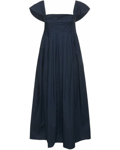 Bavlněné dlouhé šaty na zip Rochas - modrá