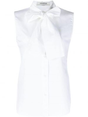 Bluzka z kokardką bawełniana Kimhekim biała
