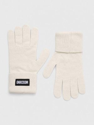 Кашемировые перчатки Moschino бежевые