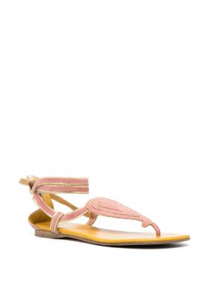 Mežģīņu sandales ar šņorēm bez papēžiem Hermès rozā