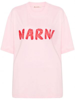 T-shirt di cotone con stampa Marni rosa