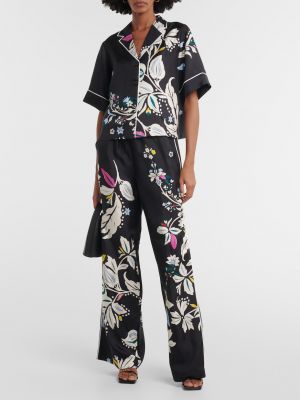 Шелковые брюки в цветочек с принтом Dorothee Schumacher черные