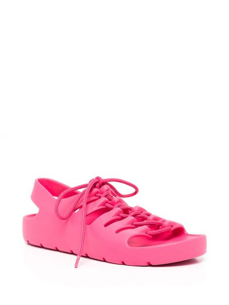 Krajkové sandály Bottega Veneta růžové